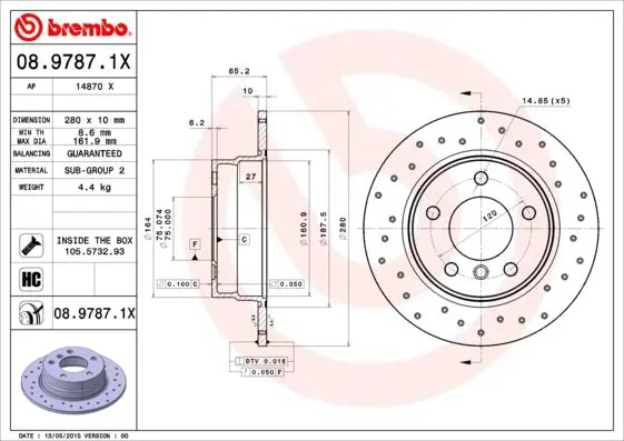 Handler.Part Brake disc BREMBO 0897871X 1