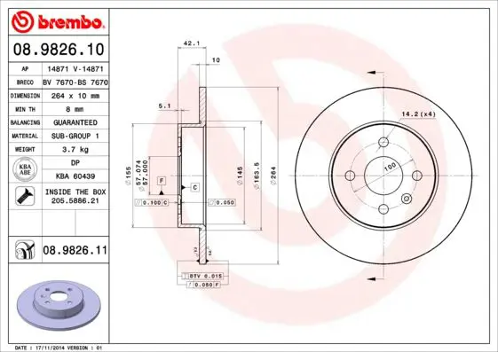 Handler.Part Brake disc BREMBO 08982611 1