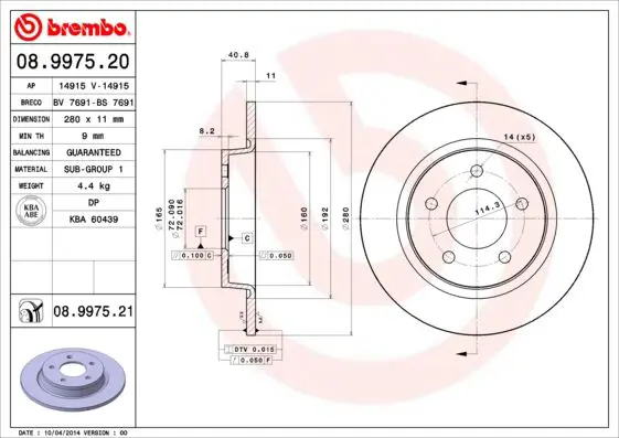 Handler.Part Brake disc BREMBO 08997521 1