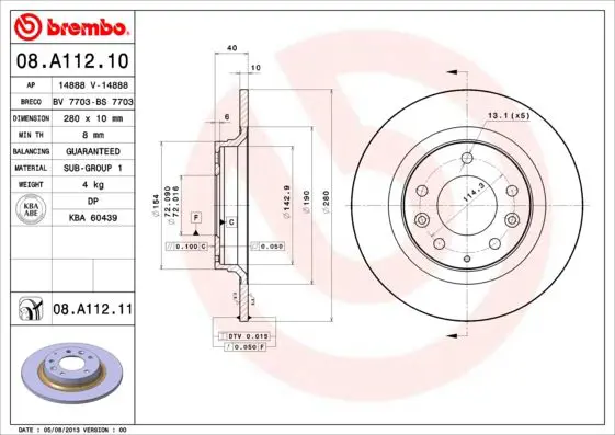 Handler.Part Brake disc BREMBO 08A11211 1