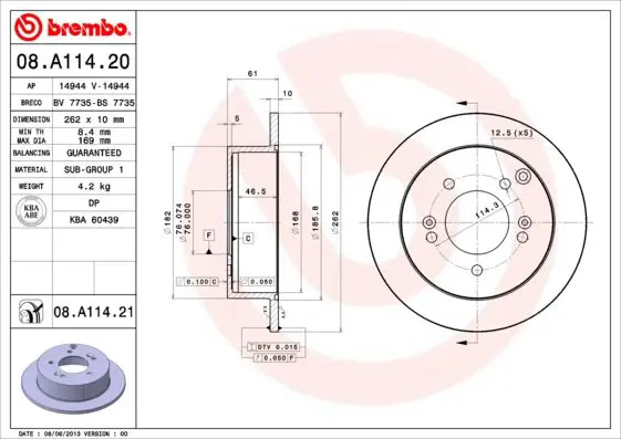 Handler.Part Brake disc BREMBO 08A11421 1