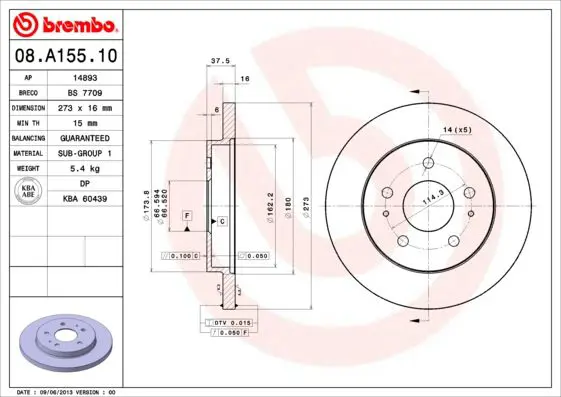 Handler.Part Brake disc BREMBO 08A15510 1