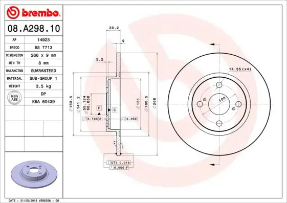 Handler.Part Brake disc BREMBO 08A29810 1