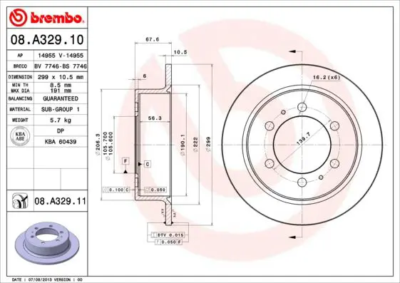 Handler.Part Brake disc BREMBO 08A32911 1