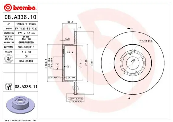 Handler.Part Brake disc BREMBO 08A33611 1