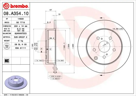 Handler.Part Brake disc BREMBO 08A35410 1