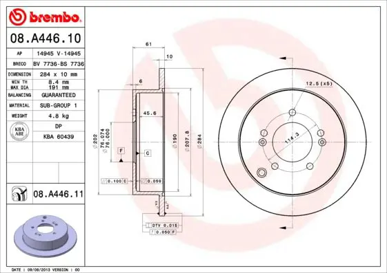 Handler.Part Brake disc BREMBO 08A44611 1