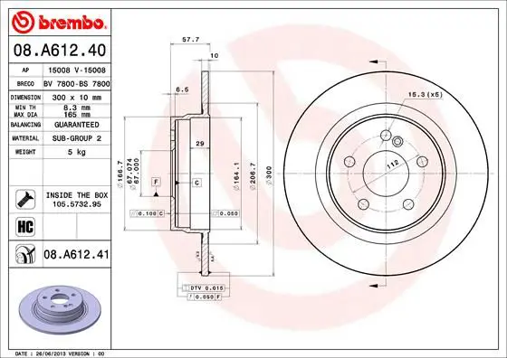 Handler.Part Brake disc BREMBO 08A61241 1