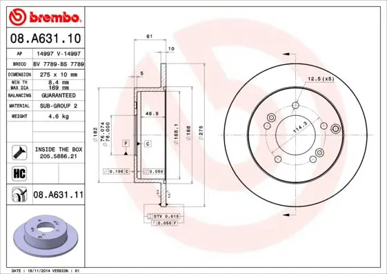 Handler.Part Brake disc BREMBO 08A63111 1