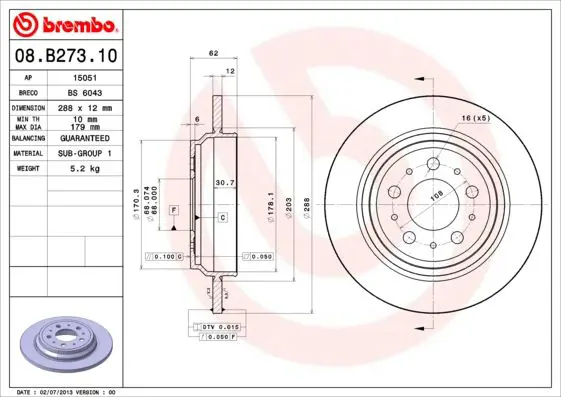 Handler.Part Brake disc BREMBO 08B27310 1