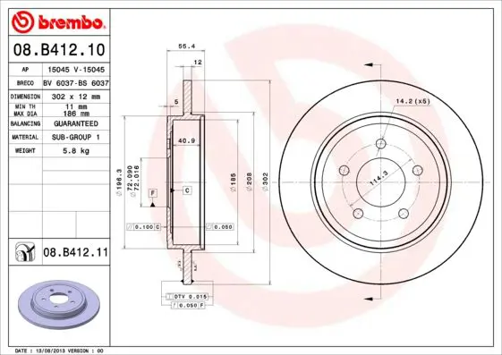 Handler.Part Brake disc BREMBO 08B41211 1