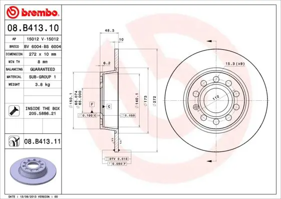 Handler.Part Brake disc BREMBO 08B41311 1