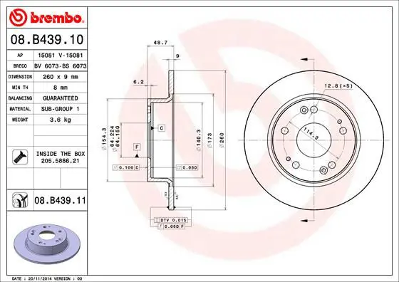 Handler.Part Brake disc BREMBO 08B43911 1