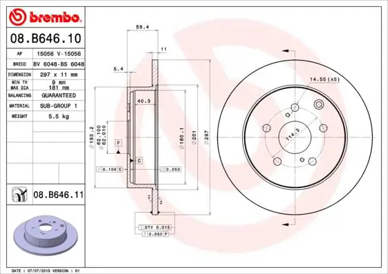 Handler.Part Brake disc BREMBO 08B64611 1