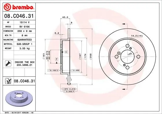 Handler.Part Brake disc BREMBO 08C04631 1