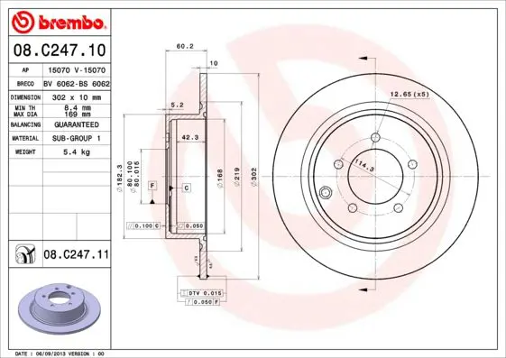 Handler.Part Brake disc BREMBO 08C24711 1