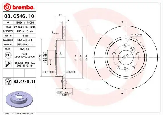 Handler.Part Brake disc BREMBO 08C54611 1