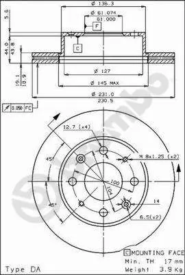 Handler.Part Brake disc BREMBO 09310410 1