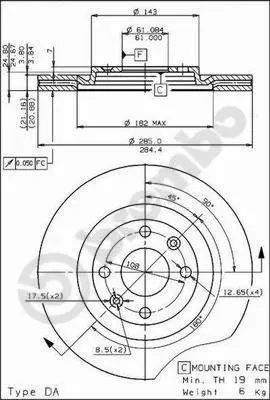 Handler.Part Brake disc BREMBO 09462620 1