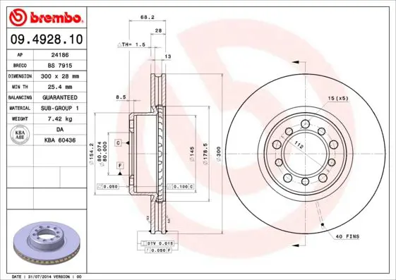 Handler.Part Brake disc BREMBO 09492810 1