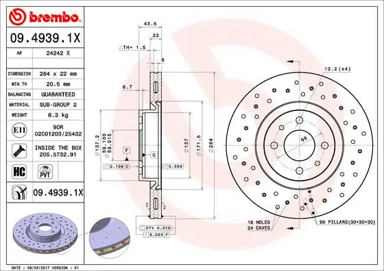 Handler.Part Brake disc BREMBO 0949391X 1