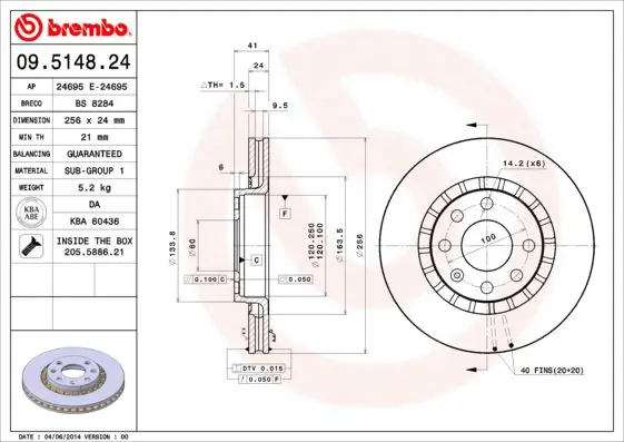 Handler.Part Brake disc BREMBO 09514720 1