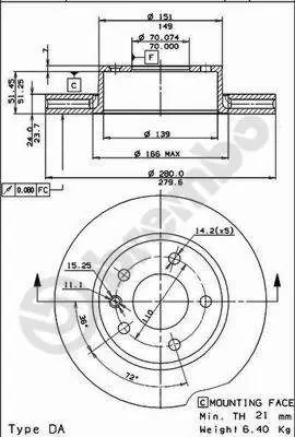 Handler.Part Brake disc BREMBO 09522010 1