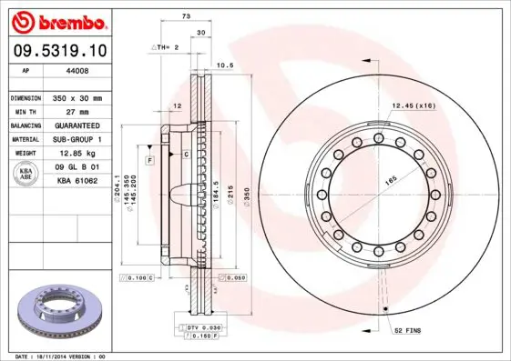 Handler.Part Brake disc BREMBO 09531910 1