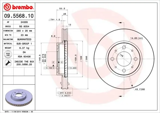 Handler.Part Brake disc BREMBO 09556610 1