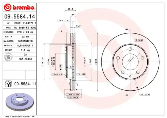 Handler.Part Brake disc BREMBO 09558411 1