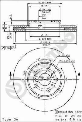 Handler.Part Brake disc BREMBO 09562210 1