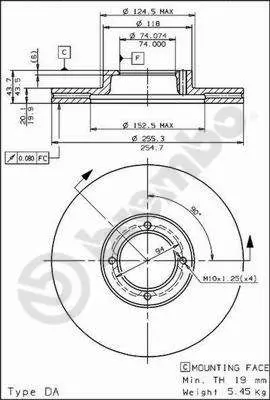 Handler.Part Brake disc BREMBO 09567710 1