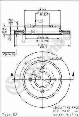 Handler.Part Brake disc BREMBO 09570875 1