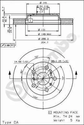 Handler.Part Brake disc BREMBO 09571210 1