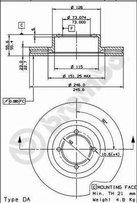 Handler.Part Brake disc BREMBO 09573510 1