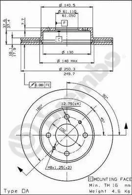 Handler.Part Brake disc BREMBO 09574610 1