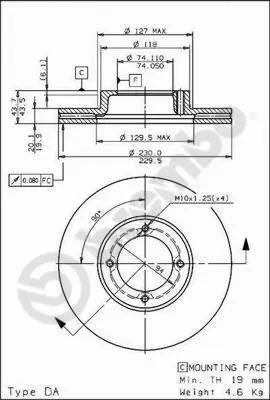 Handler.Part Brake disc BREMBO 09671010 2