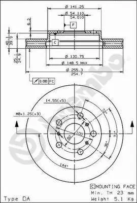 Handler.Part Brake disc BREMBO 09671210 1