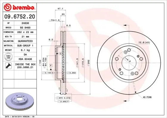 Handler.Part Brake disc BREMBO 09675210 1