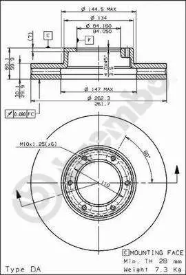 Handler.Part Brake disc BREMBO 09680710 1