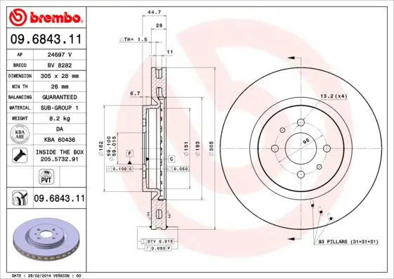 Handler.Part Brake disc BREMBO 09684311 1