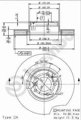 Handler.Part Brake disc BREMBO 09691311 1