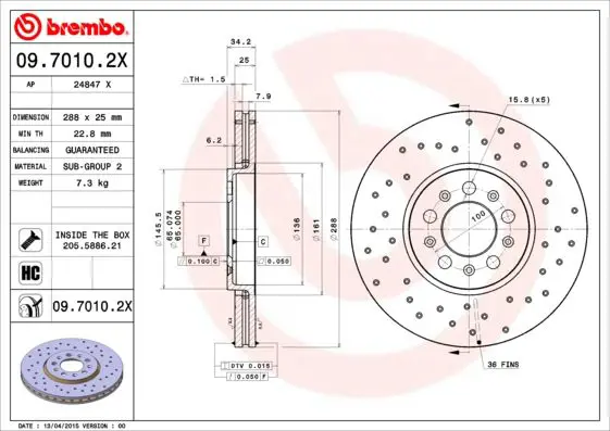 Handler.Part Brake disc BREMBO 0970102X 1