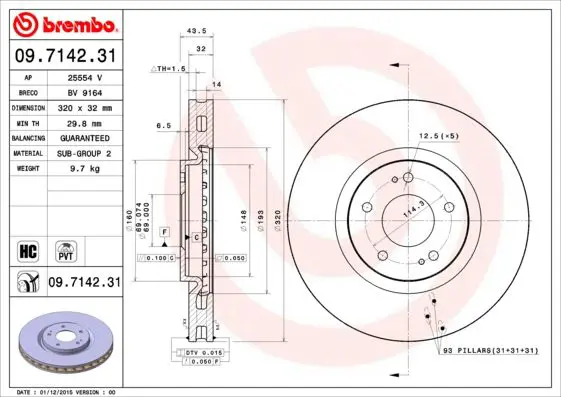 Handler.Part Brake disc BREMBO 09714231 1