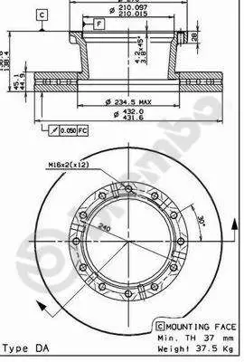 Handler.Part Brake disc BREMBO 09718350 1