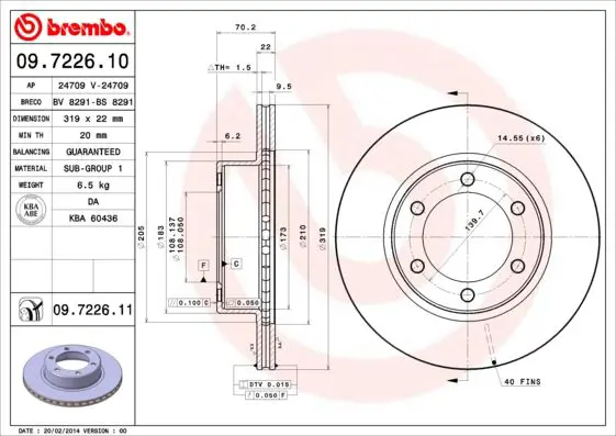 Handler.Part Brake disc BREMBO 09722611 1