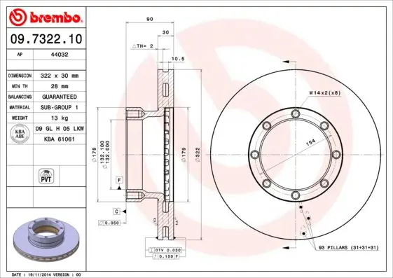 Handler.Part Brake disc BREMBO 09732210 1