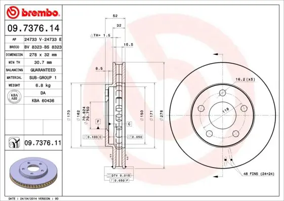 Handler.Part Brake disc BREMBO 09737611 1