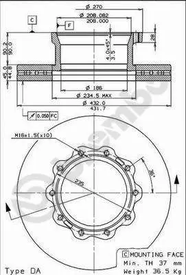 Handler.Part Brake disc BREMBO 09738120 1