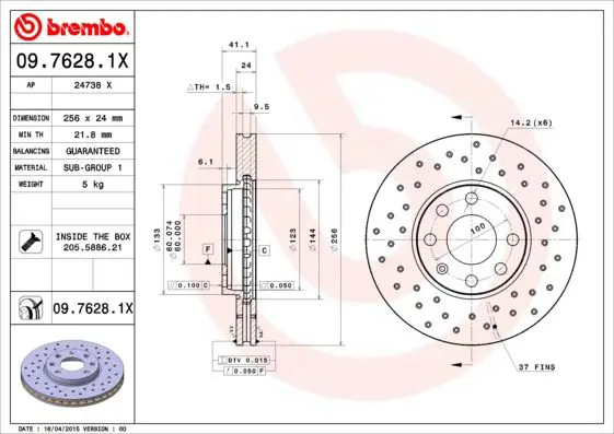 Handler.Part Brake disc BREMBO 0976281X 1